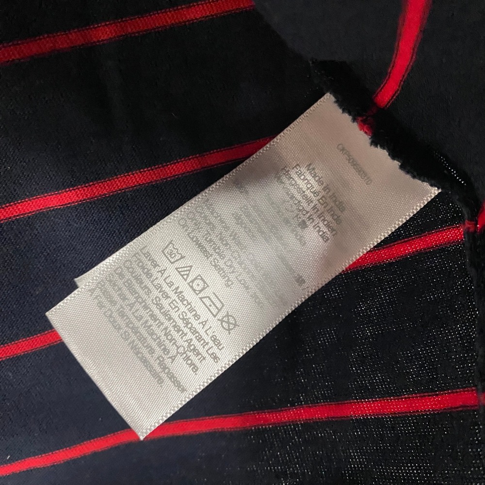 Madewell Top Womens Small Striped Drawstring Hem Long Sleeve Tee Navy Red NZ385 - Picture 6 of 8